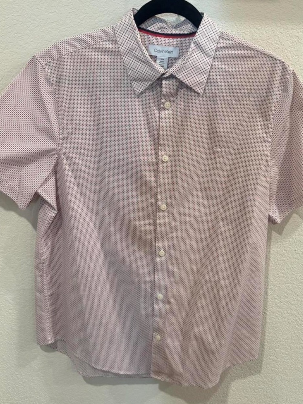 Calvin Klein Men's Short-Sleeve Red Geo Button-Up Shirt